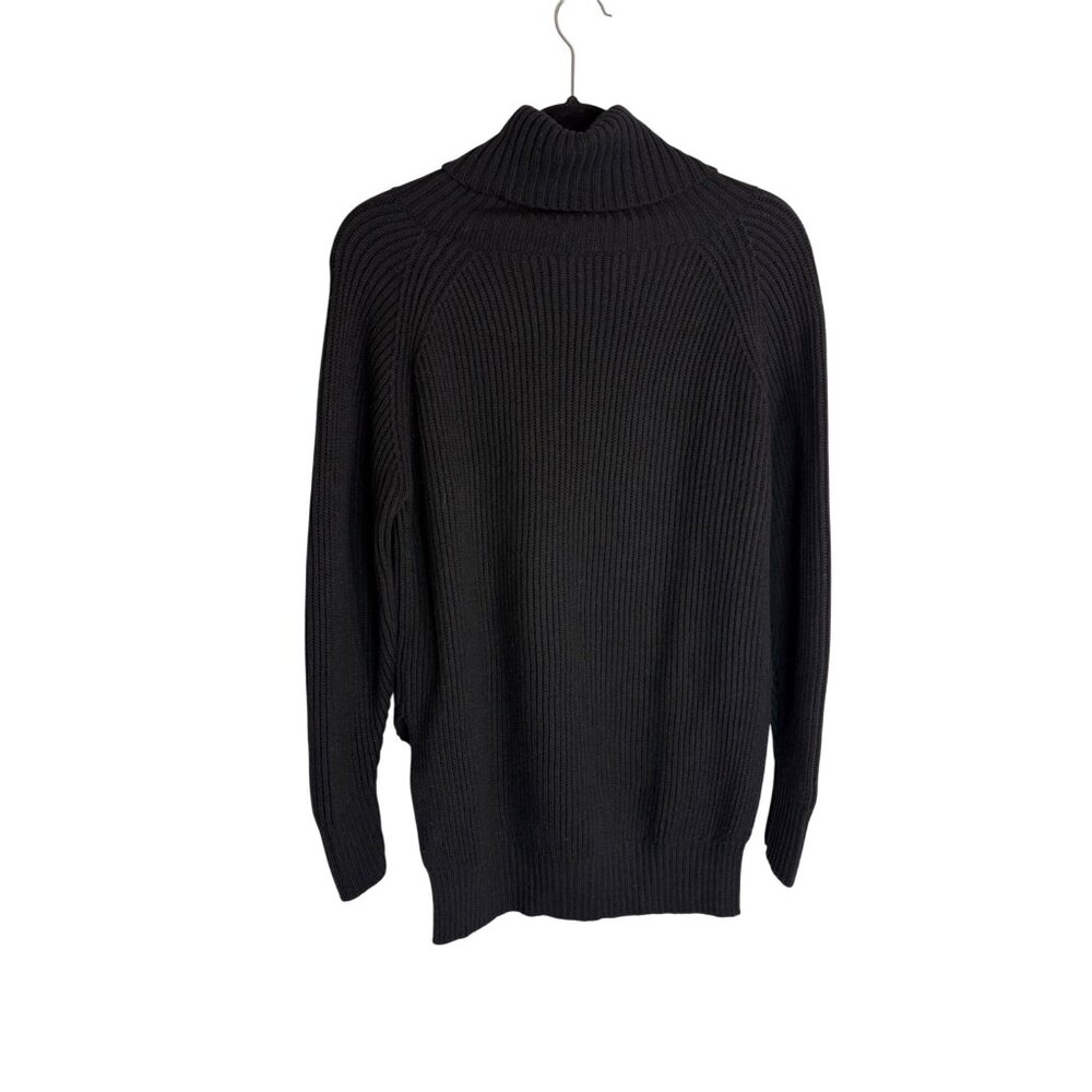 Aritzia Wilfred Free Black Merino Wool Turtleneck High Low Lin Sweater-sz Small